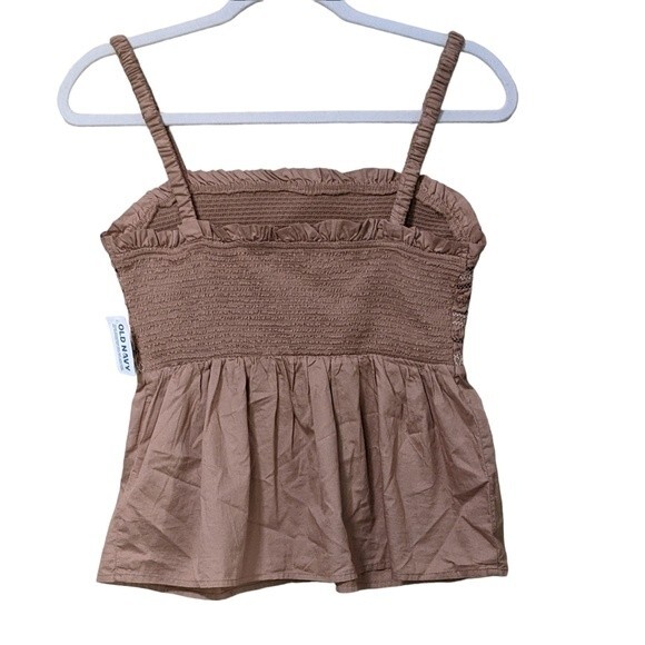 Old Navy Smocked Babydoll Top for Women: Elasticized spaghetti straps M - Picture 2 of 11